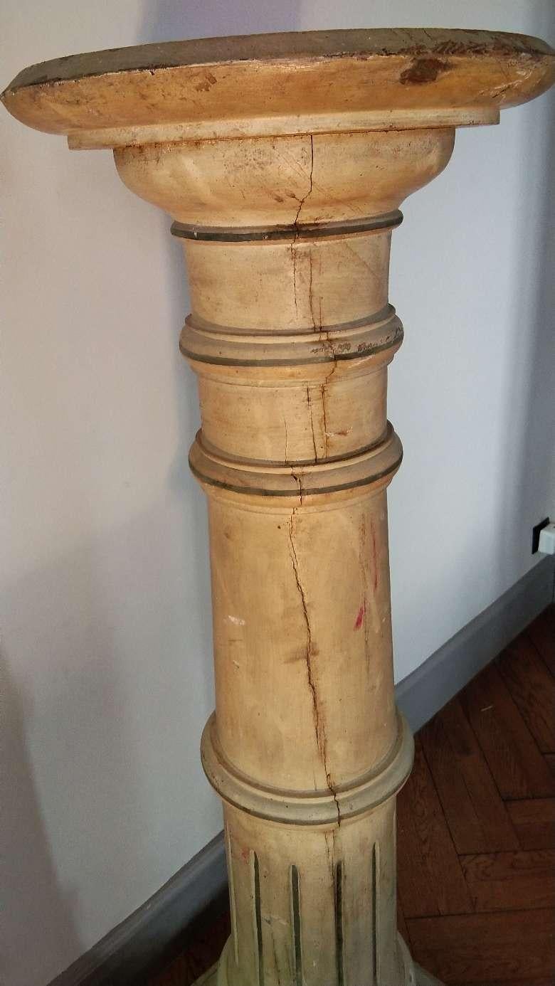 19th Century Pair of Painted Pine Columns Pedestals from France, circa 1820 For Sale