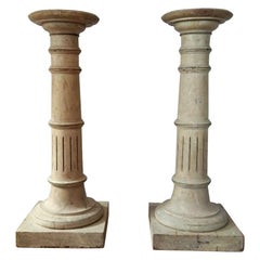 Pair of Painted Pine Columns Pedestals from France, circa 1820