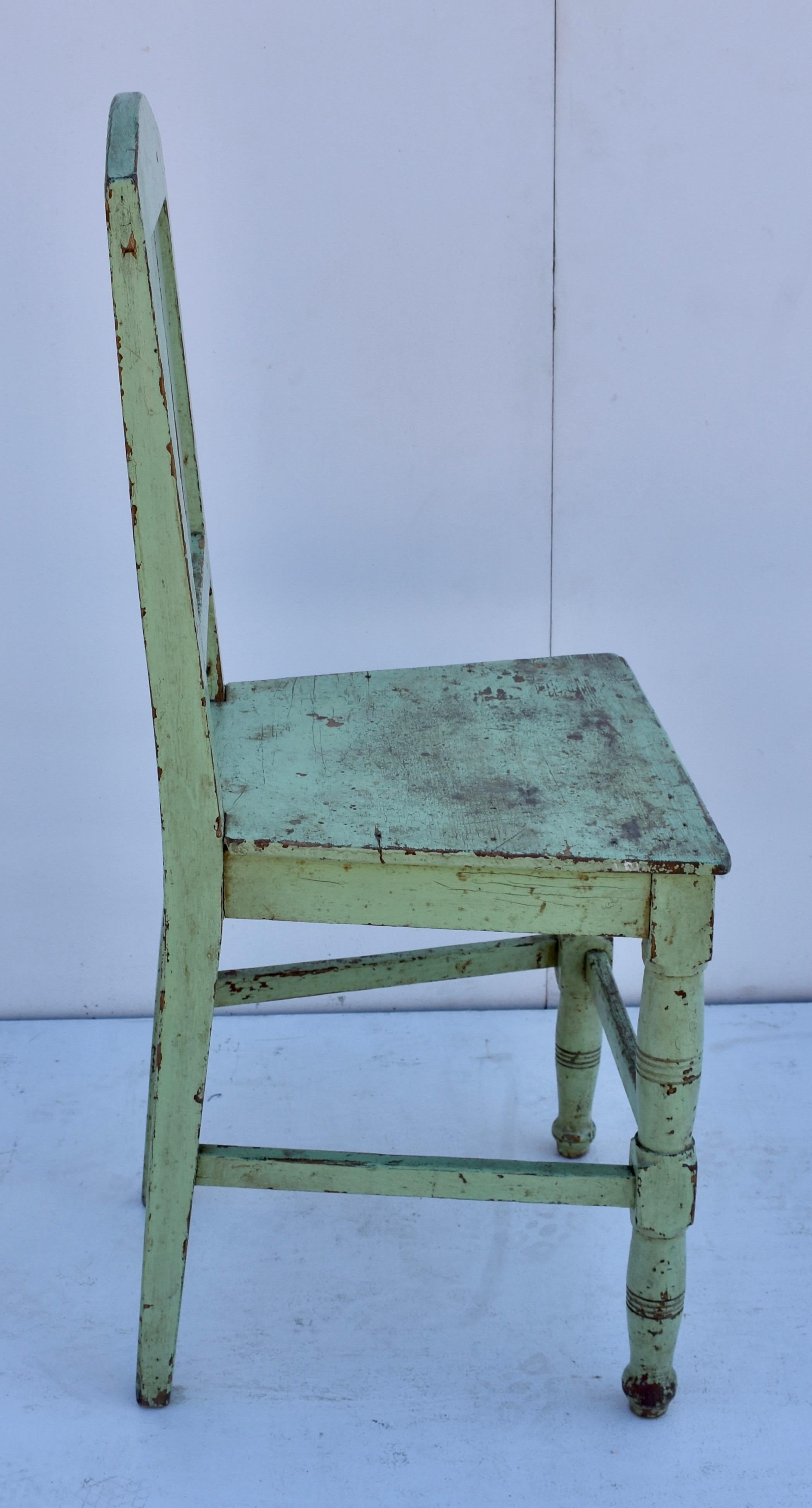 Pair of Painted Pine Plank-Seat Chairs 1