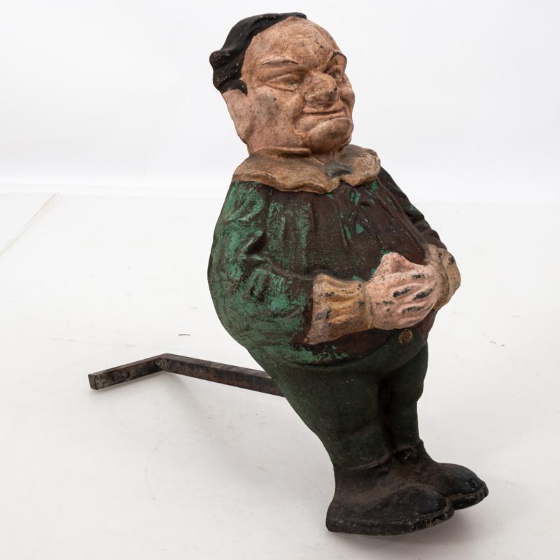 Pair of Painted Polychrome Cast Iron Andirons of Tweedle Dee and Tweedle Dum  For Sale 8