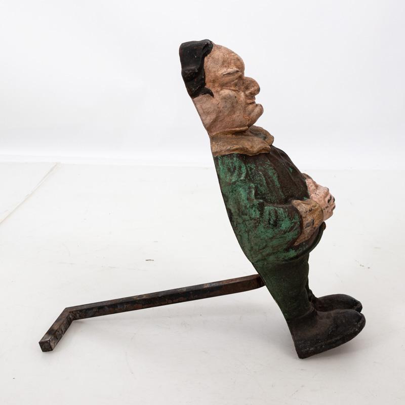 Pair of Painted Polychrome Cast Iron Andirons of Tweedle Dee and Tweedle Dum  For Sale 9