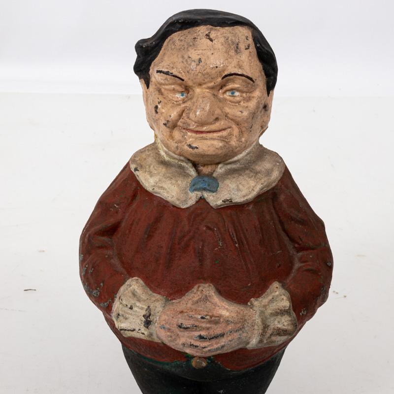 Pair of Painted Polychrome Cast Iron Andirons of Tweedle Dee and Tweedle Dum  In Good Condition For Sale In Stamford, CT