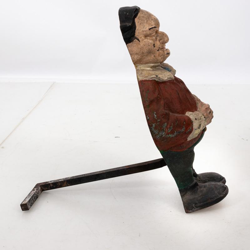 Pair of Painted Polychrome Cast Iron Andirons of Tweedle Dee and Tweedle Dum  For Sale 1