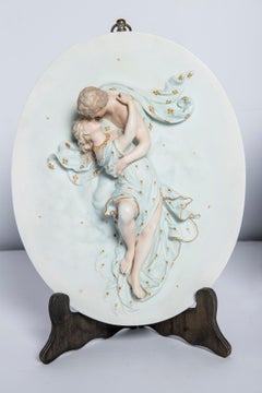 Pair of Painted Porcelain Plaques, Art Nouveau Period, France, Late 19th Century