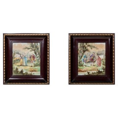 Pair of painted porcelain plaques signed Bigot, France, late 19th century.