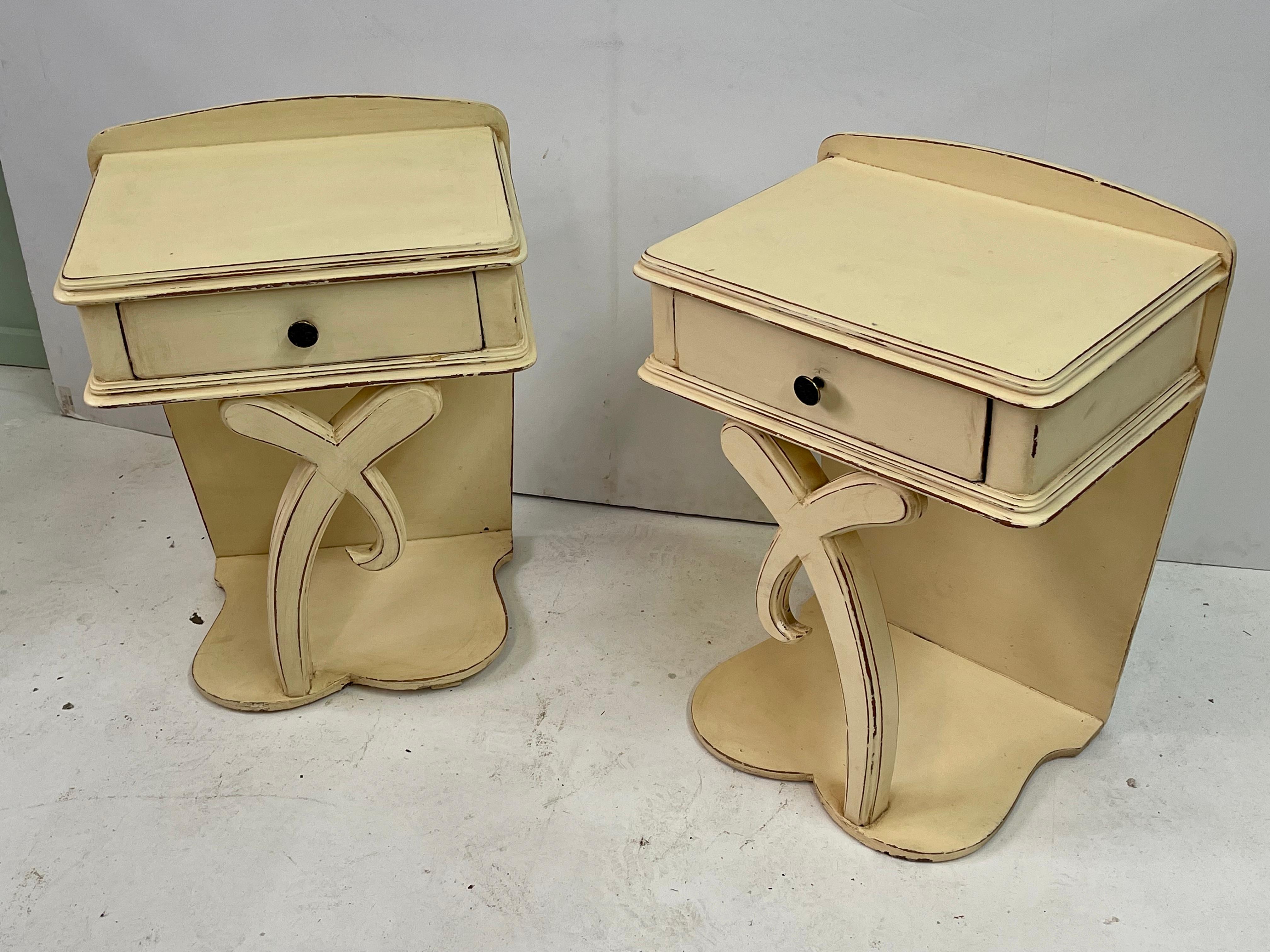 Pair of Painted Provencal Nightstands In Good Condition In Atlanta, GA