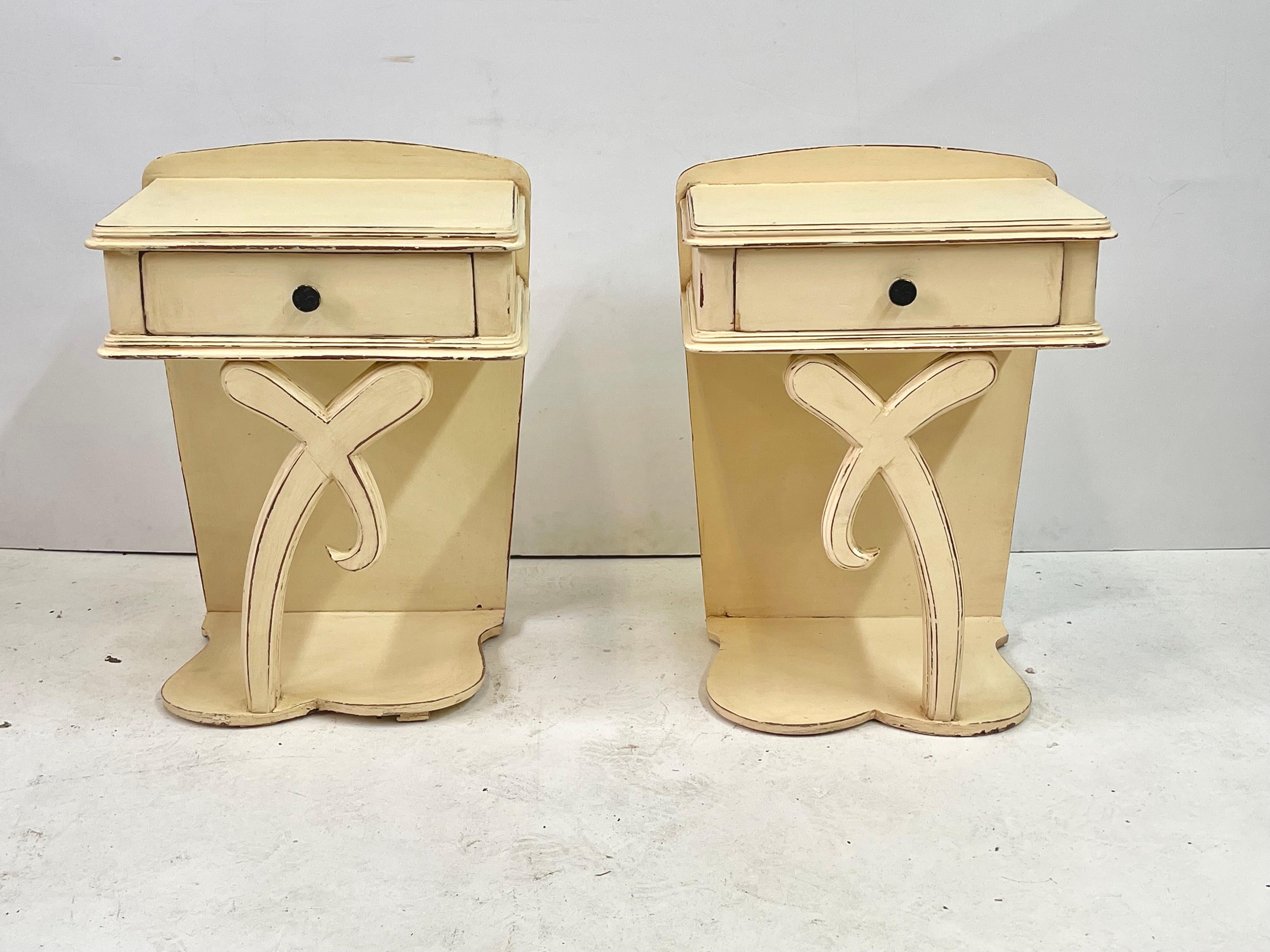 Mid-20th Century Pair of Painted Provencal Nightstands