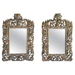 Pair of Painted Rococo Style Carved Mirrors c. 1900’s Pair of Painted Rococo Style Carved Mirrors c. 1900’s