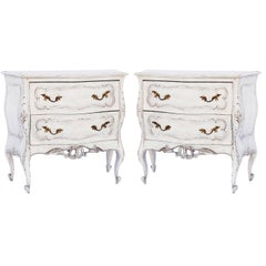 Vintage Pair of Painted Rococo-Style Nightstand Commodes