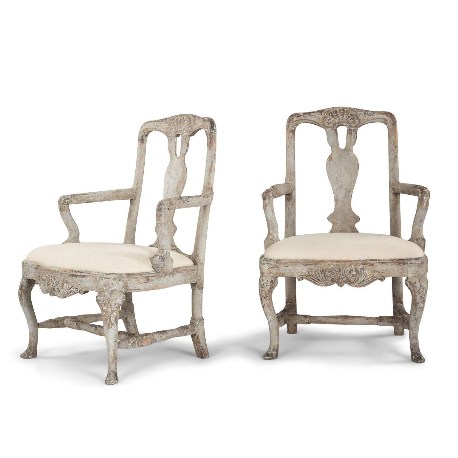 Suédois Paire de fauteuils suédois peints rococo en vente