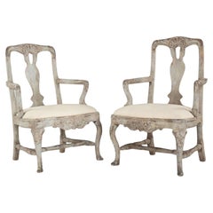 Pair of Painted Rococo Swedish Armchairs