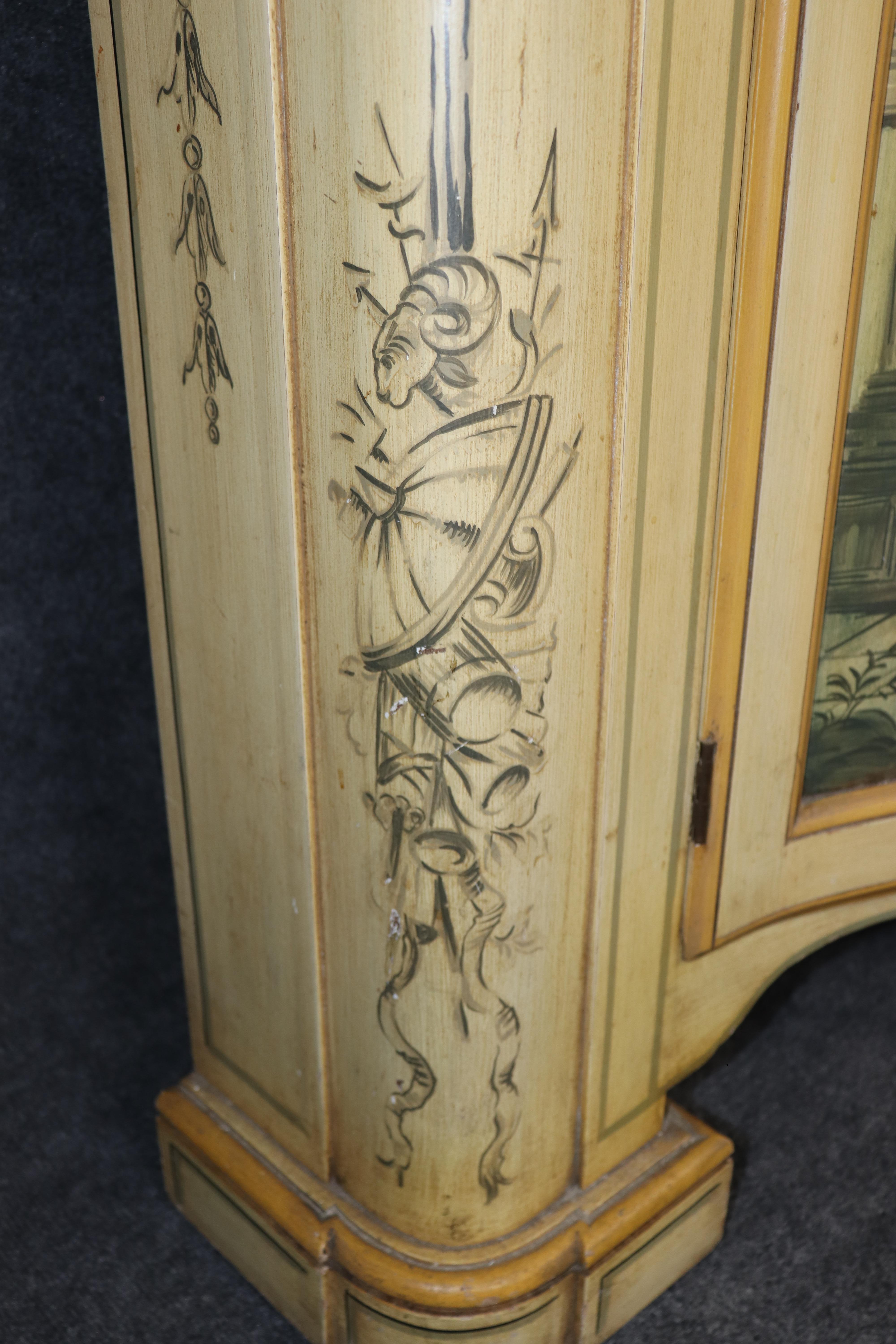 Pair of Painted Roman Scenery Shallow Depth Side Cabinets Console Tables For Sale 4