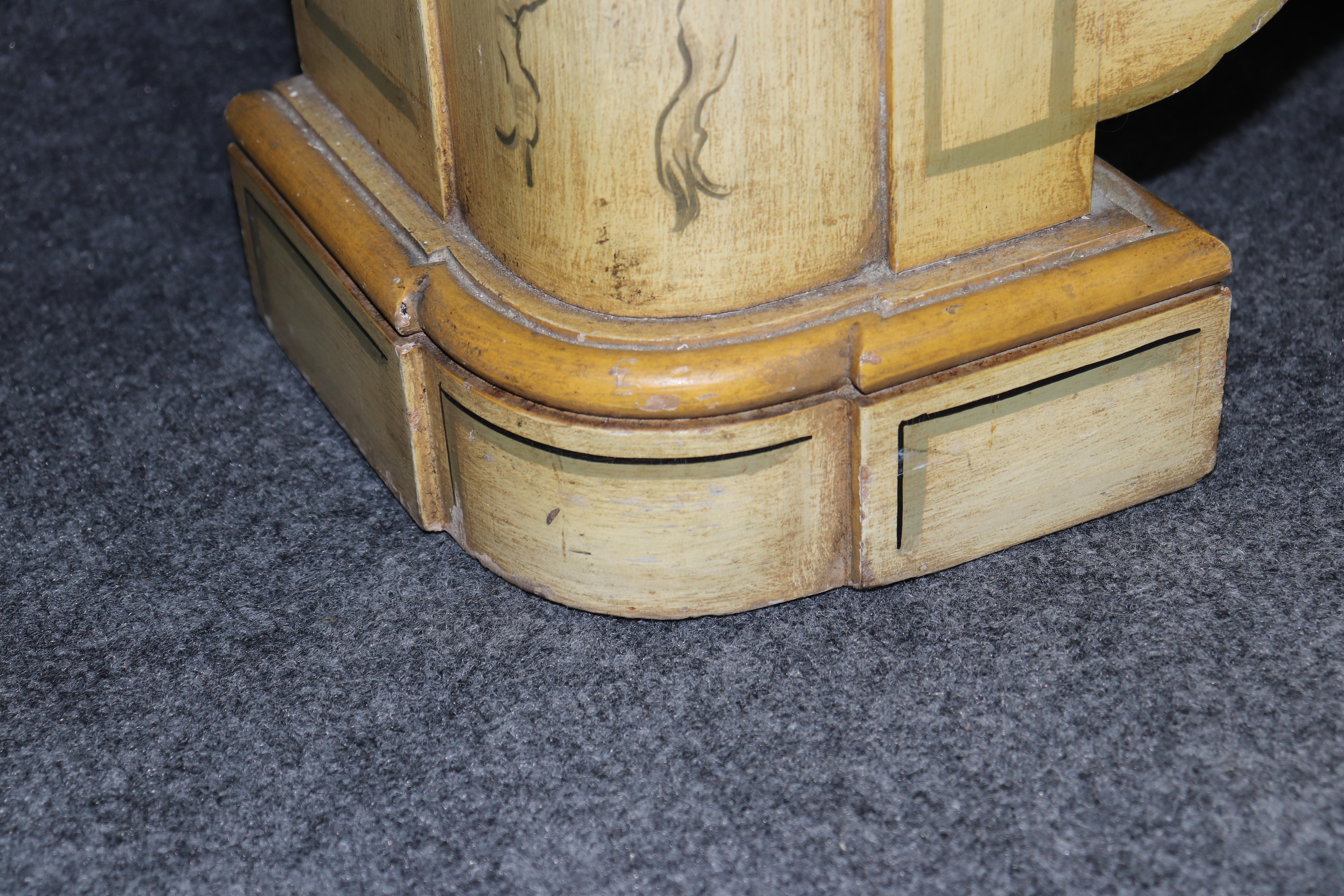 Walnut Pair of Painted Roman Scenery Shallow Depth Side Cabinets Console Tables For Sale