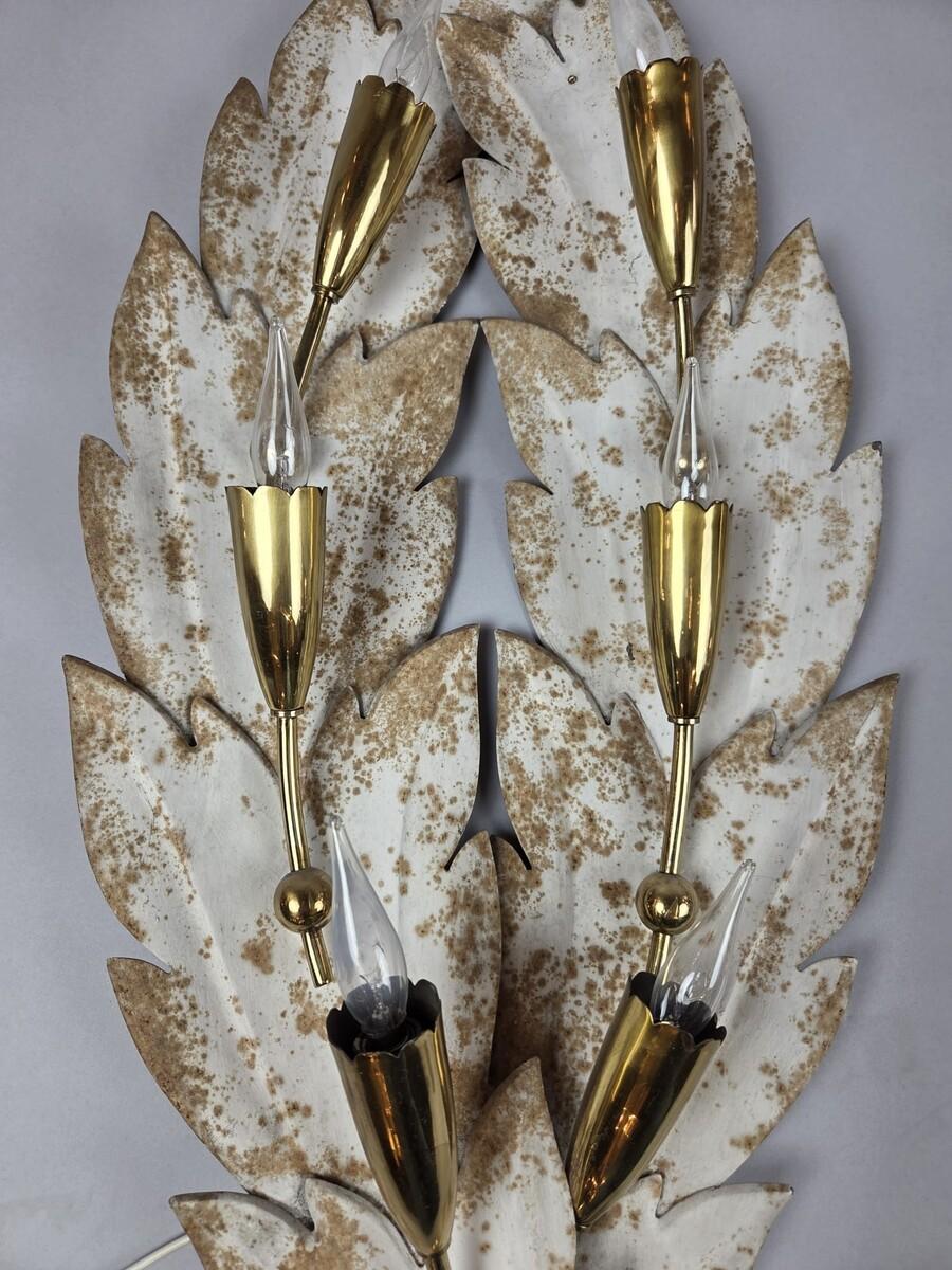 Pareja De Apliques De Chapa Pintada Y Latón, Siglo XX en Bueno estado para la venta en Brussels, BE
