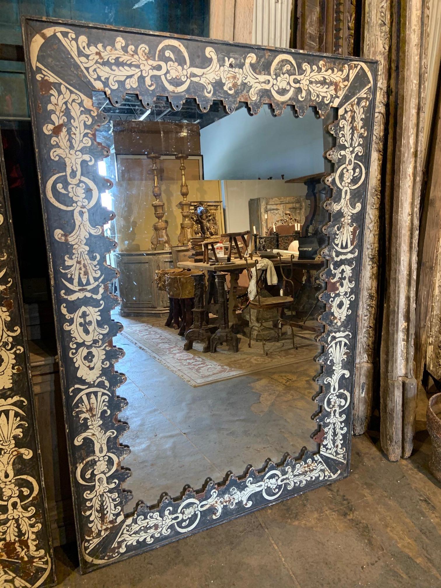 Pair of Painted Spanish Metal Mirrors In Good Condition In Atlanta, GA