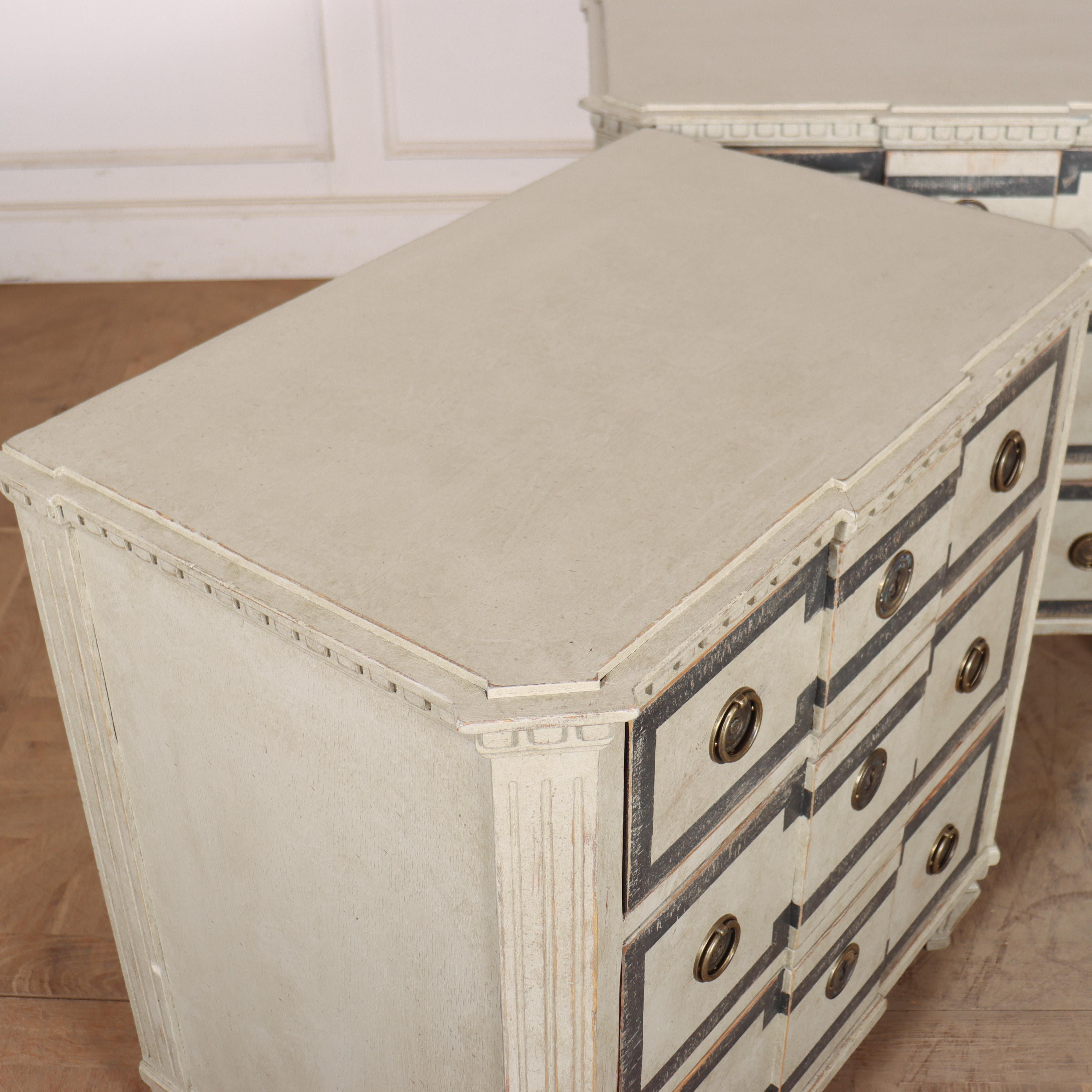 Pair of Painted Swedish Breakfront Commodes For Sale 5