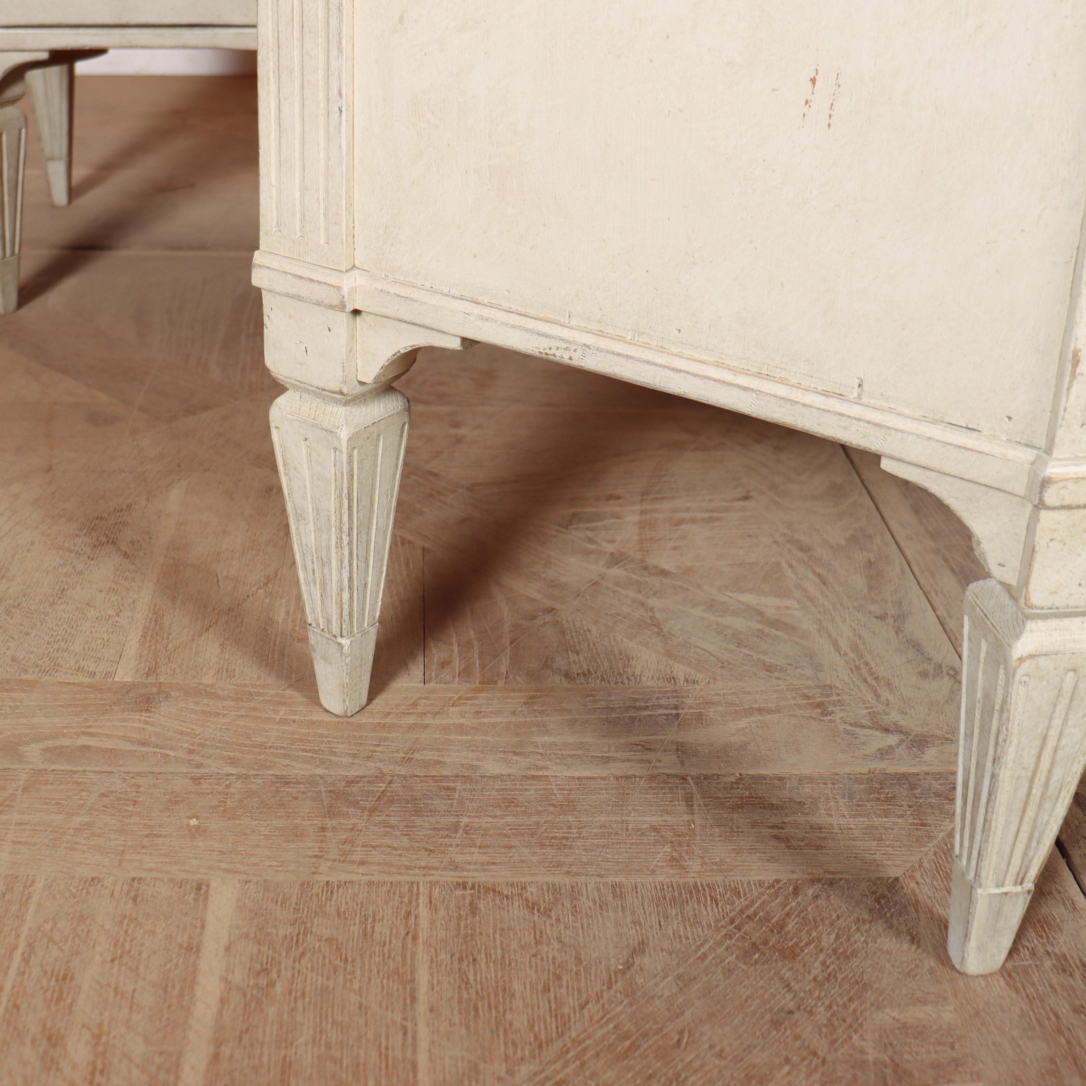 Pair of Painted Swedish Breakfront Commodes For Sale 5
