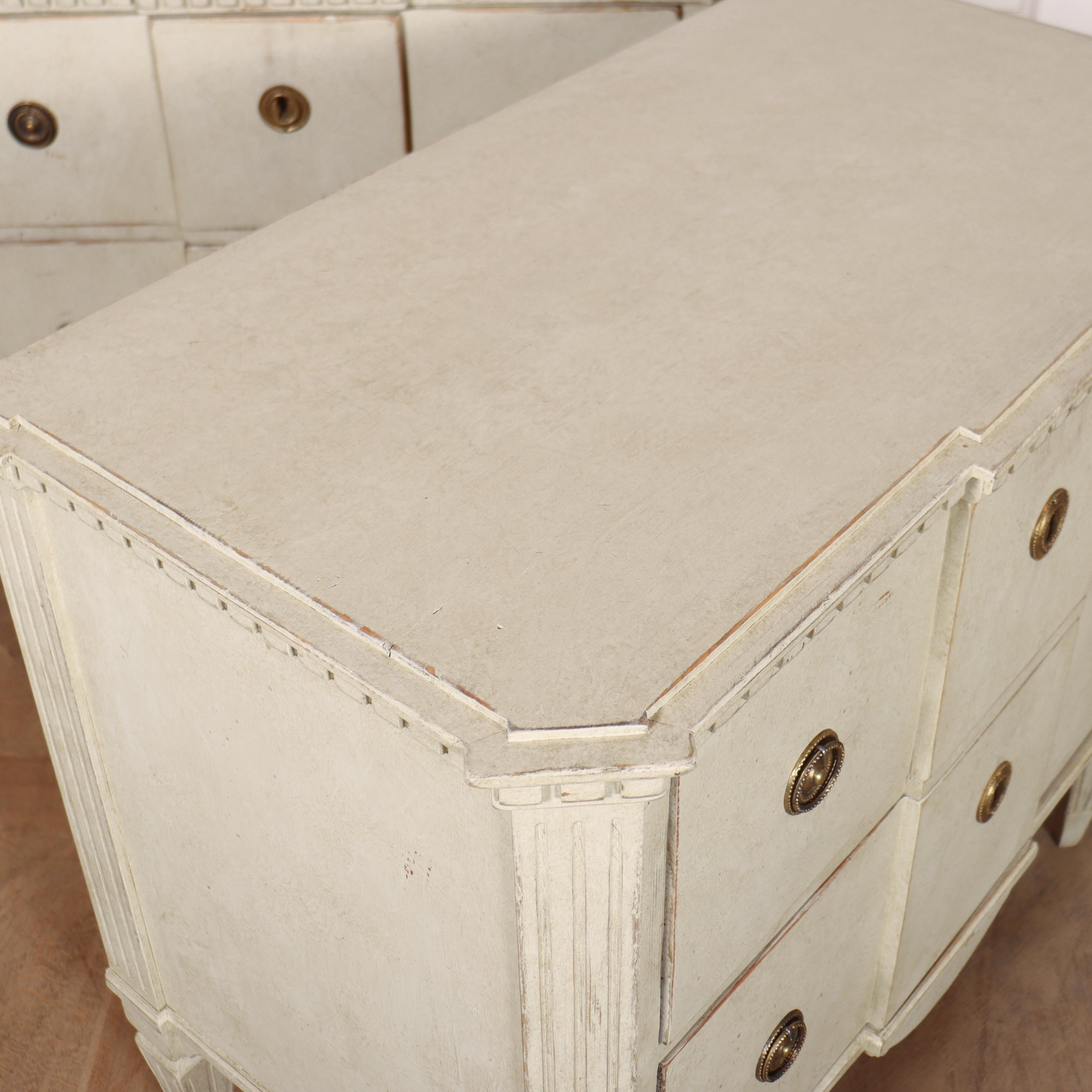 Pair of Painted Swedish Breakfront Commodes For Sale 6