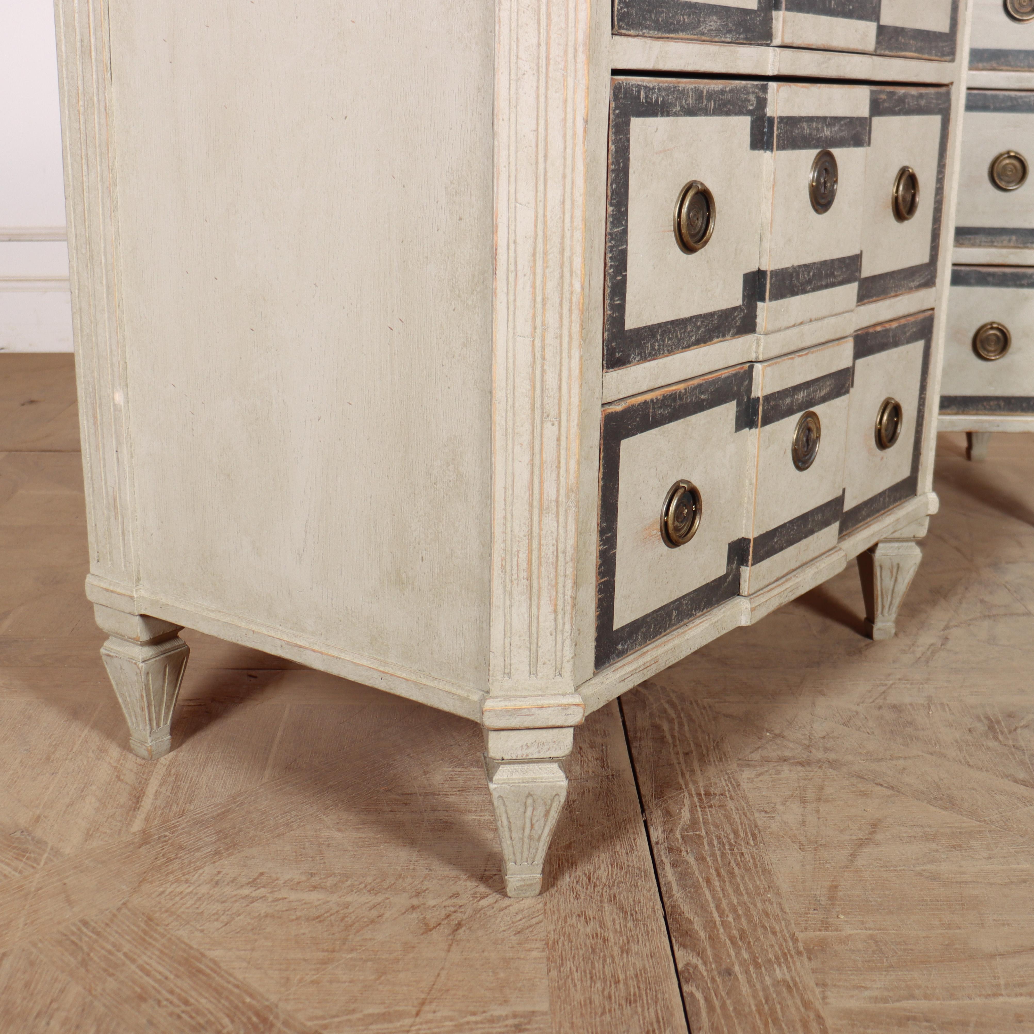 Pair of Painted Swedish Breakfront Commodes For Sale 3