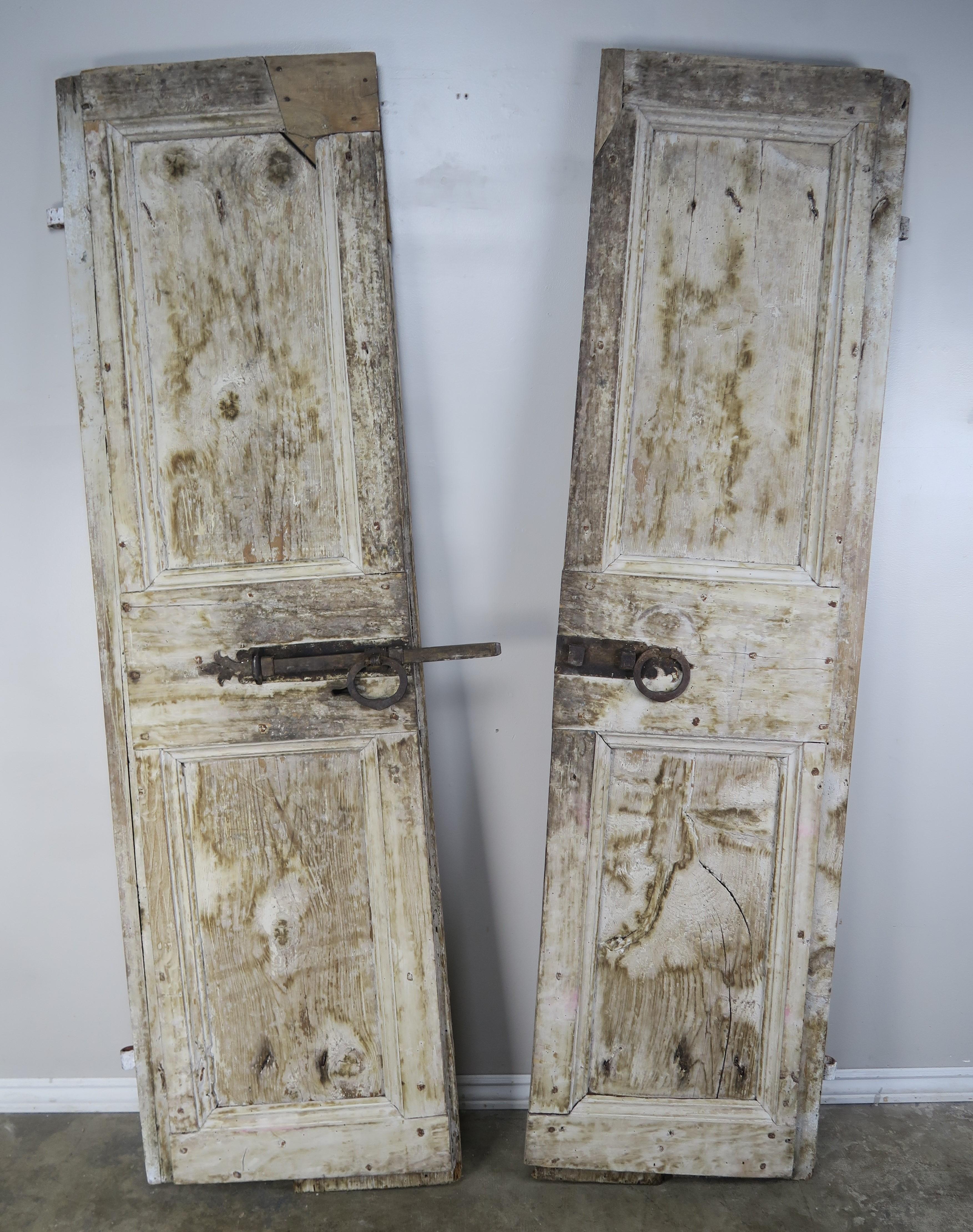 Pair of Painted Swedish Doors with Original Iron Hardware 4