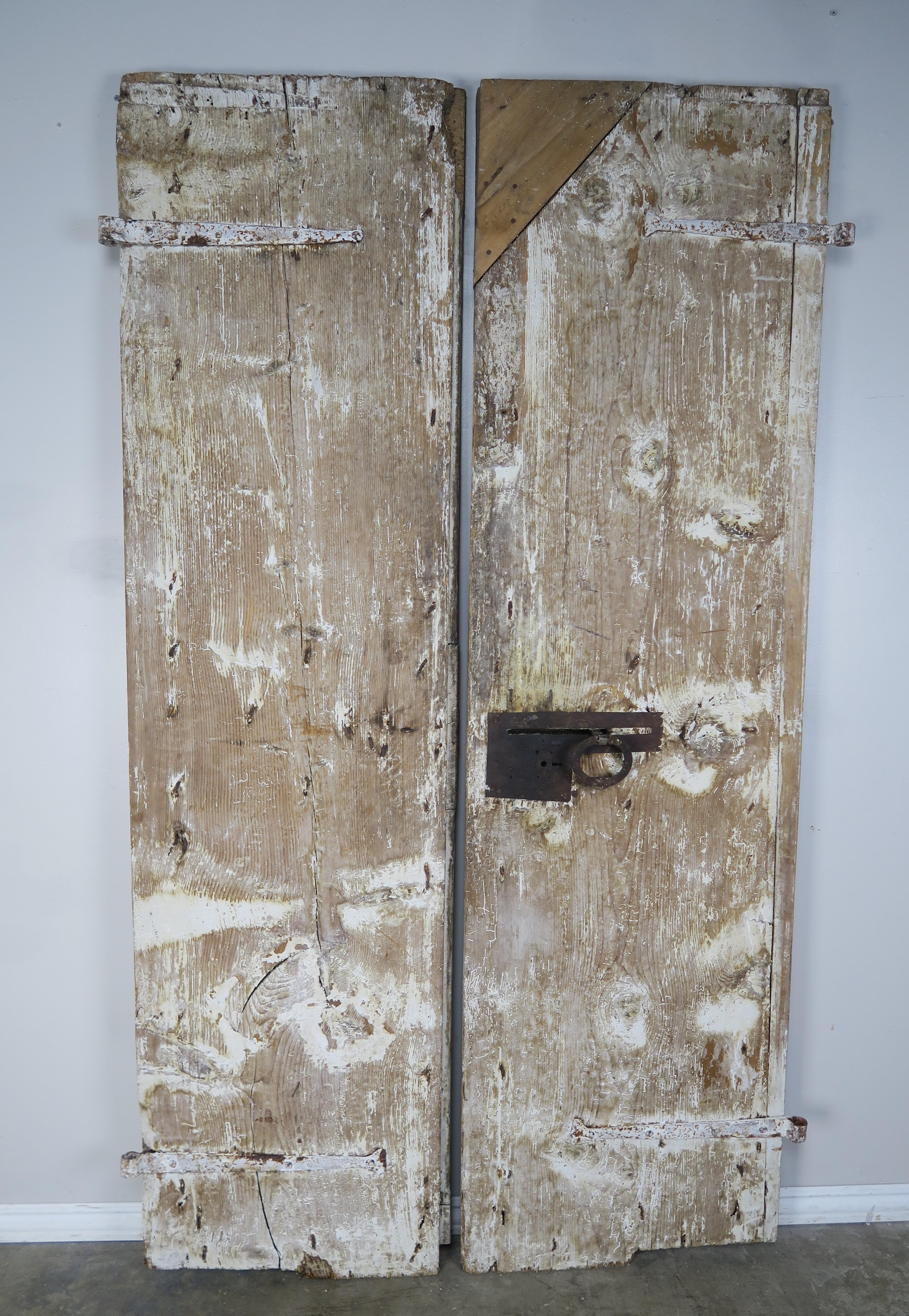 Pair of Painted Swedish Doors with Original Iron Hardware 2