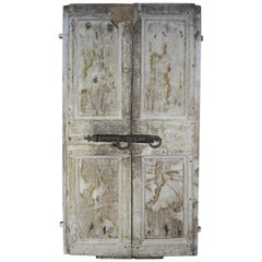 Antique Pair of Painted Swedish Doors with Original Iron Hardware