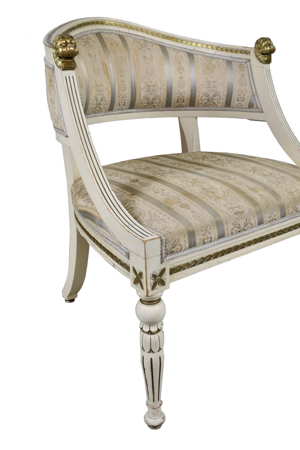 Pair of Painted Swedish Gustavian-Style Gondola Armchairs with Upholstery 10