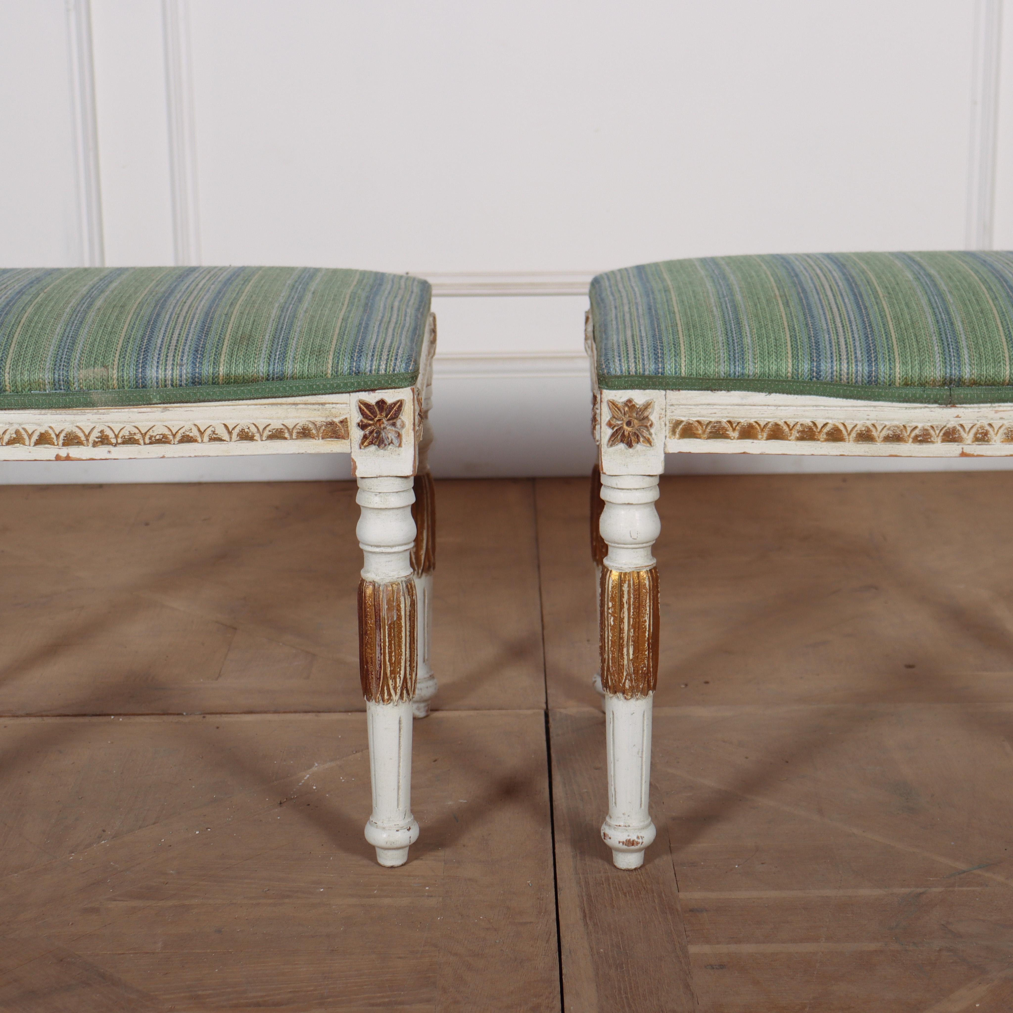 19th Century Pair of Painted Swedish Stools For Sale