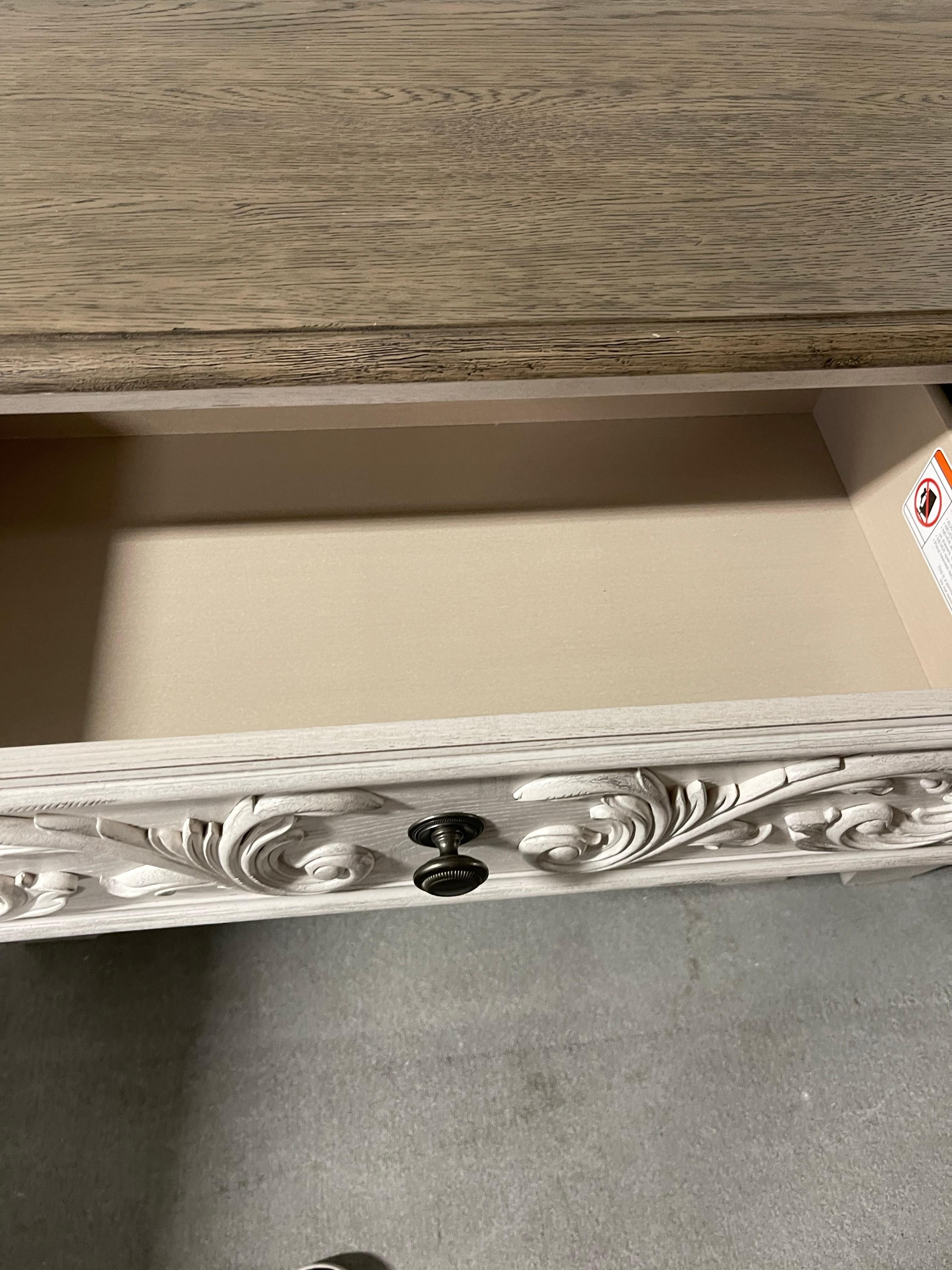 Pair of Painted Three-Drawer Night Stands with Wood Color Top, 21st Century For Sale 2