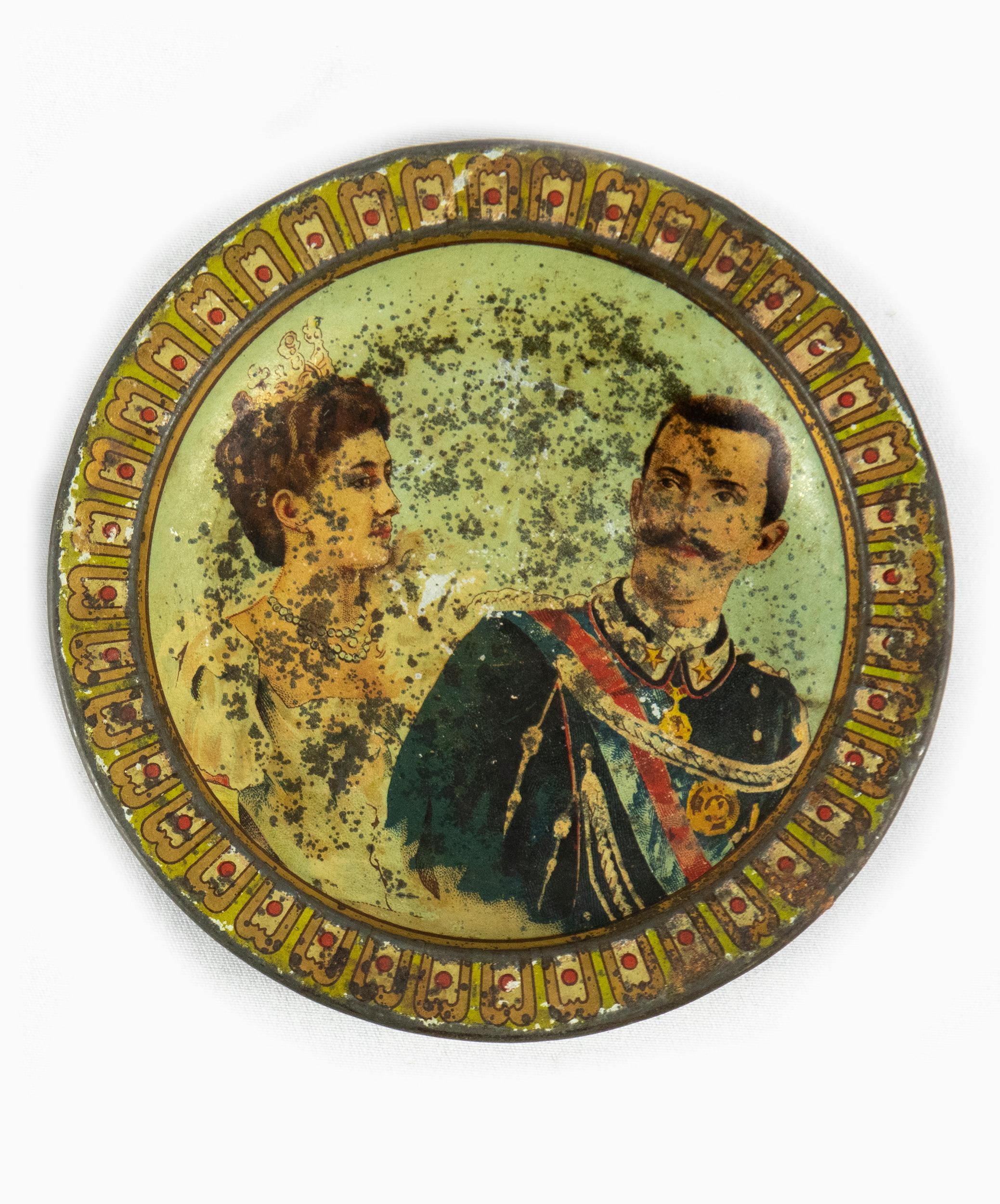 Pair of Painted Tin Coasters, Italy, Early 20th Century For Sale 1