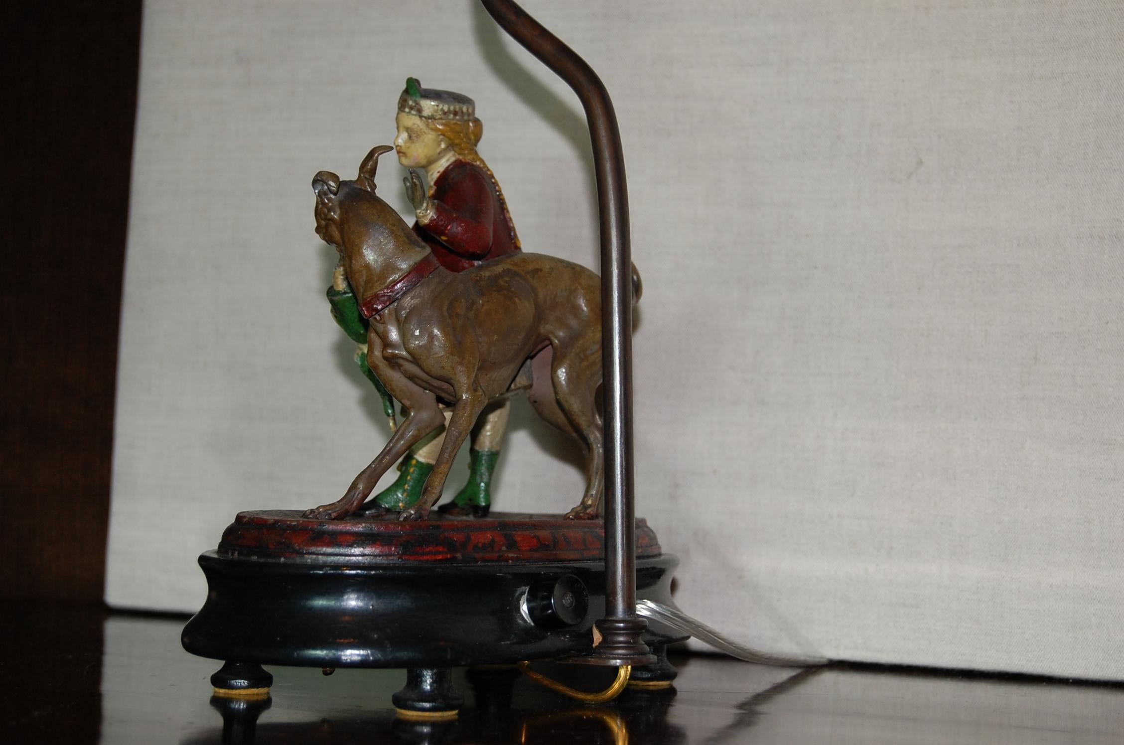 Pair of Painted Tin Figures of Children Mounted as Lamps For Sale 3