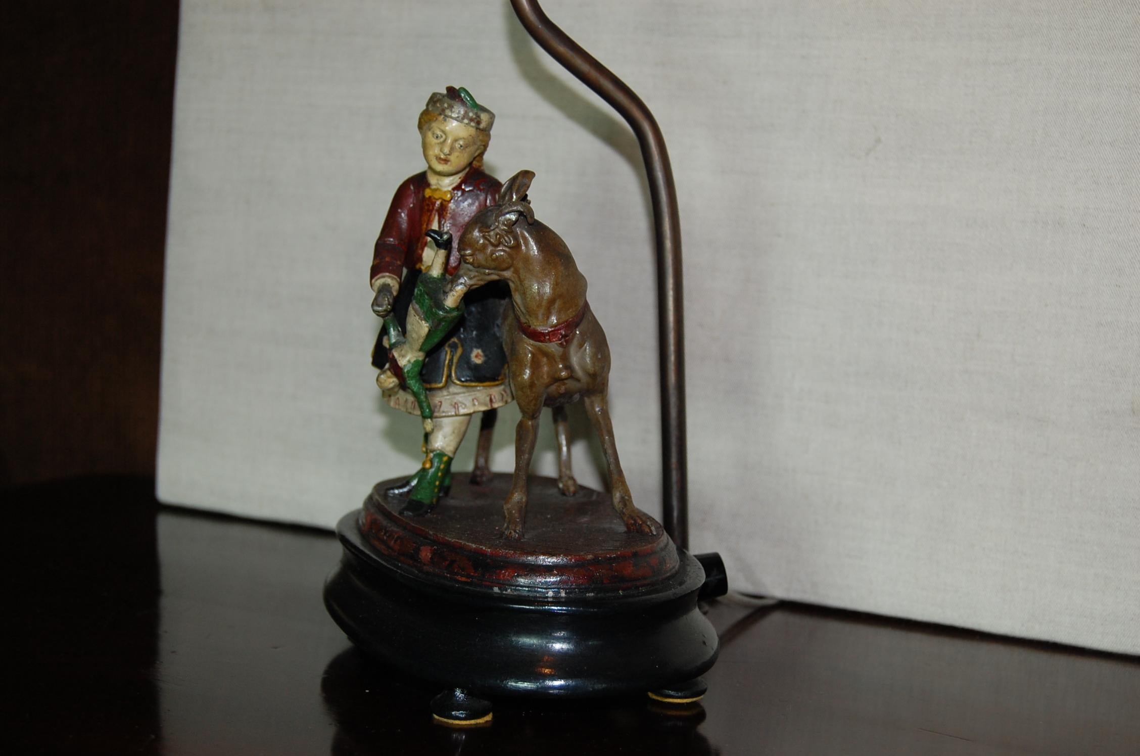 Pair of Painted Tin Figures of Children Mounted as Lamps In Good Condition For Sale In Pittsburgh, PA