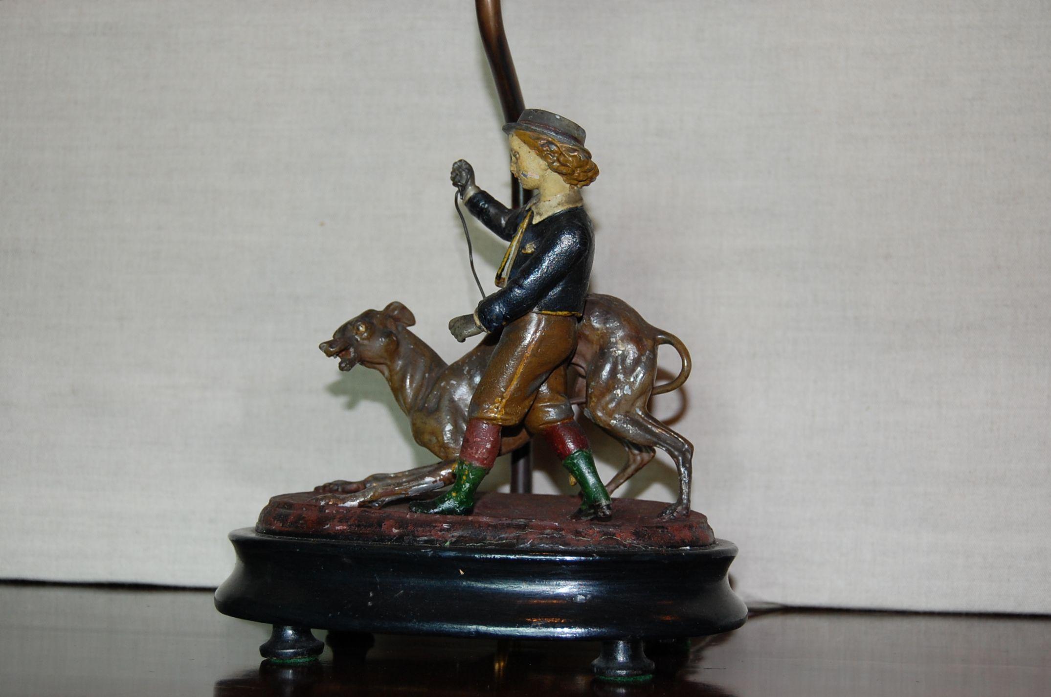 19th Century Pair of Painted Tin Figures of Children Mounted as Lamps For Sale