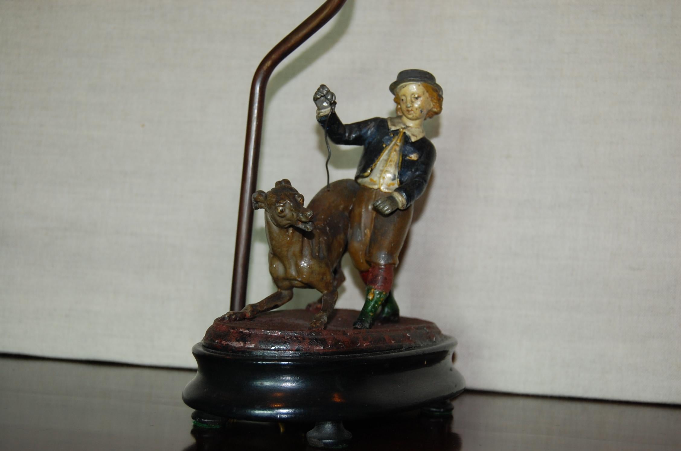 Pair of Painted Tin Figures of Children Mounted as Lamps For Sale 1