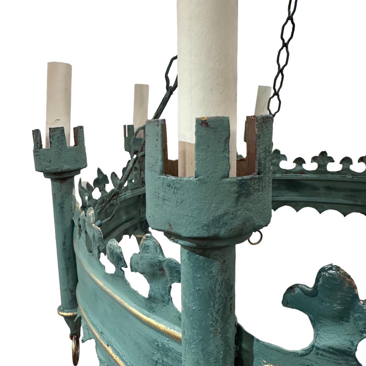Pair of Painted Tole Chandeliers, Sold Individually In Good Condition For Sale In New York, NY