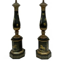 Pair of Painted Tole Lamps