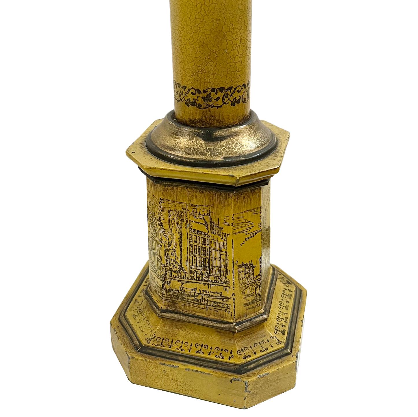 Paar bemalte Tole-Lampen (Gemalt) im Angebot