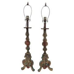 Paire de lampes Tole peintes