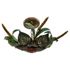 Vintage Pair of Painted Tole Light Fixtures, Sold Individually