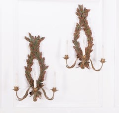 Pair of Painted Tole Wall Lights