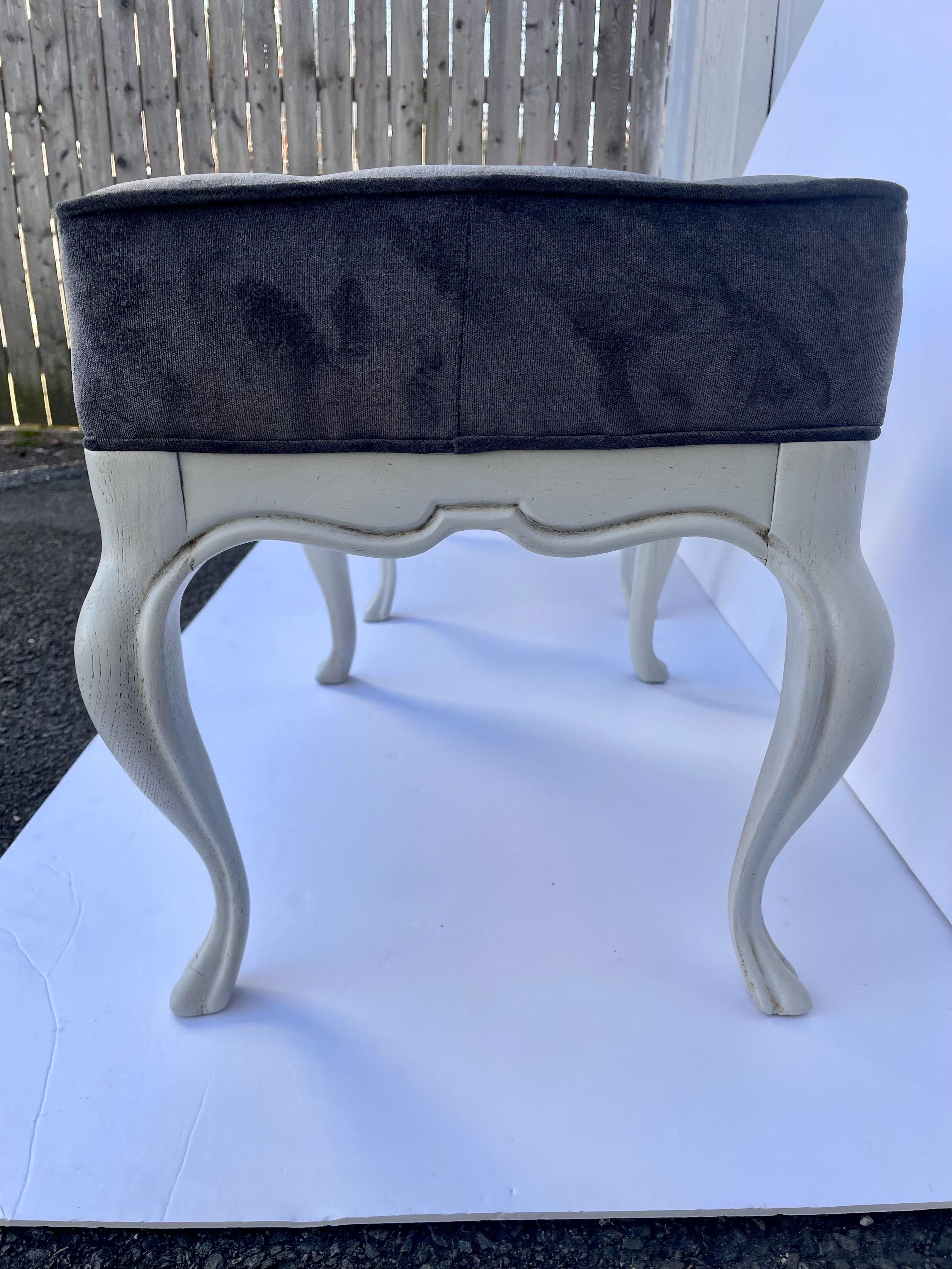 Pair of Painted Upholstered Benches  For Sale 3
