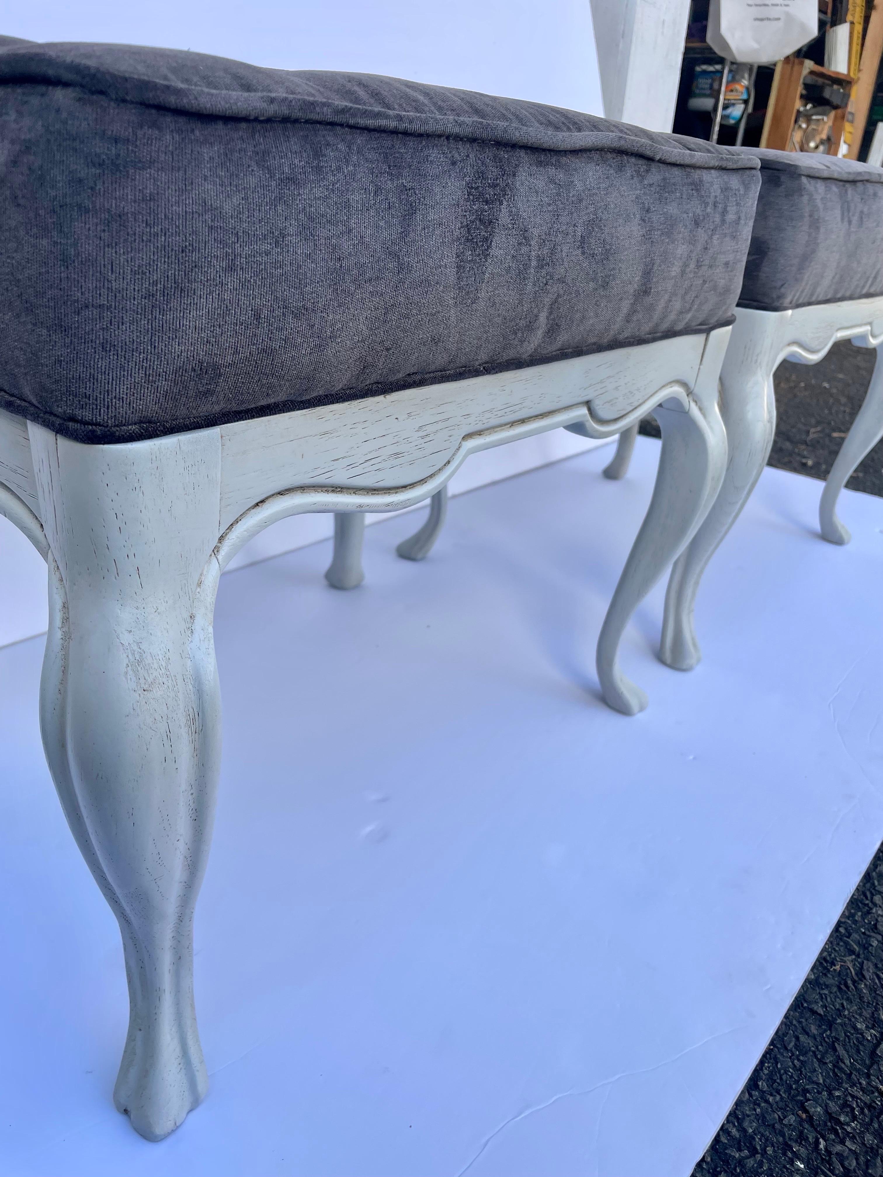 Mid-20th Century Pair of Painted Upholstered Benches  For Sale