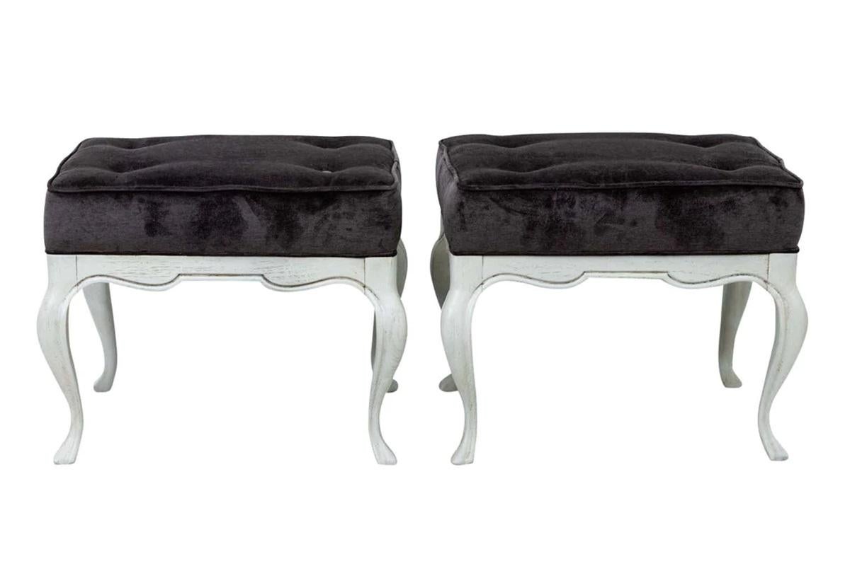 Upholstery Pair of Painted Upholstered Benches  For Sale