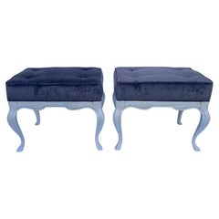 Vintage Pair of Painted Upholstered Benches 