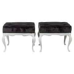 Vintage Pair of Painted Upholstered Benches 