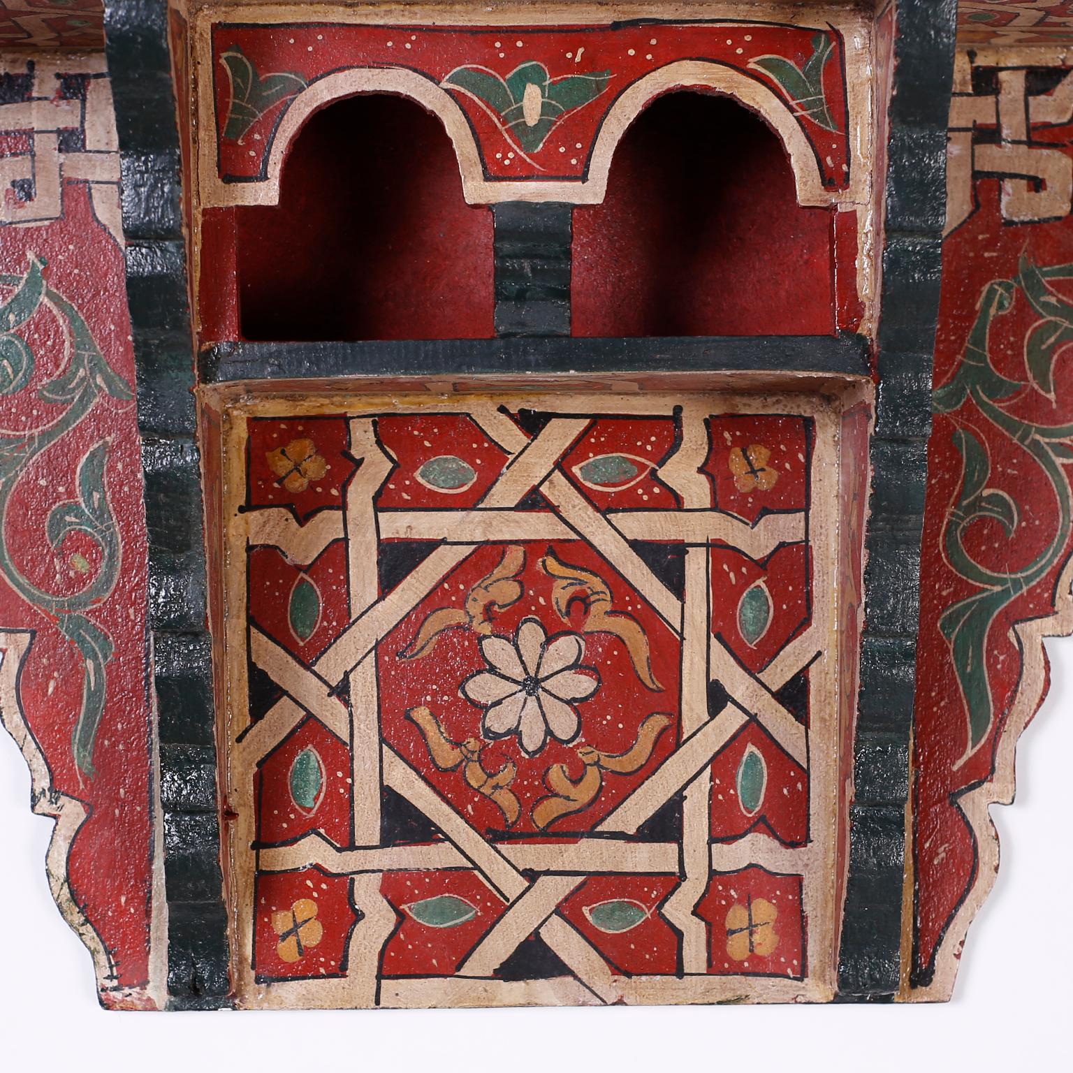 20th Century Pair of Painted Wall Shelves or Brackets in the Moorish Manner