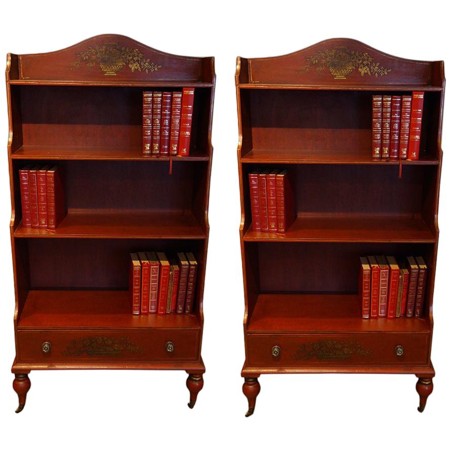 English Benchmade Pair of Painted Waterfall Bookcases, can be to your dimensions For Sale