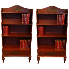 English Benchmade Pair of Painted Waterfall Bookcases, can be to your dimensions