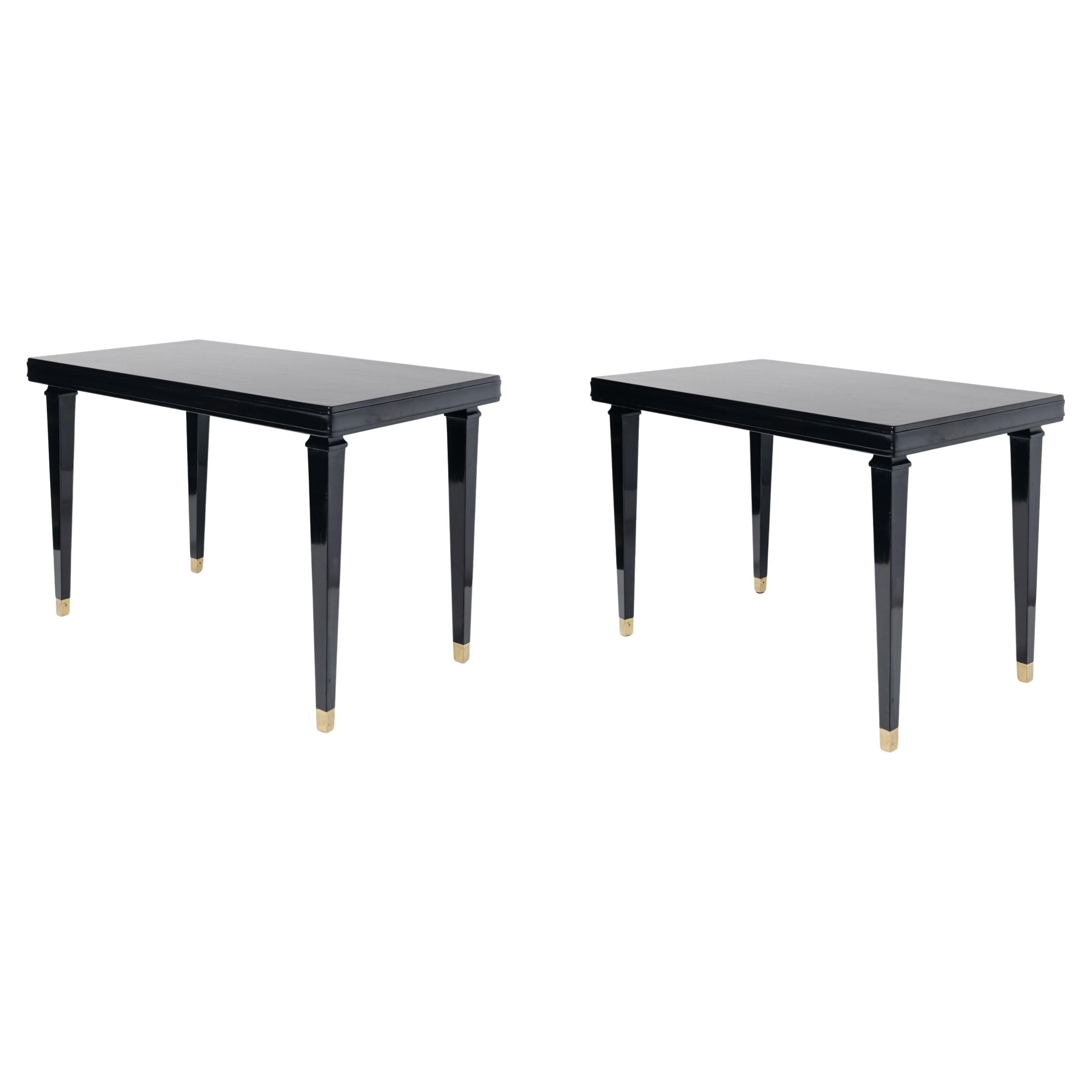 Paar niedrige Tische aus bemaltem Holz und Bronze von Comte, Argentinien, B.A., um 1940 im Angebot