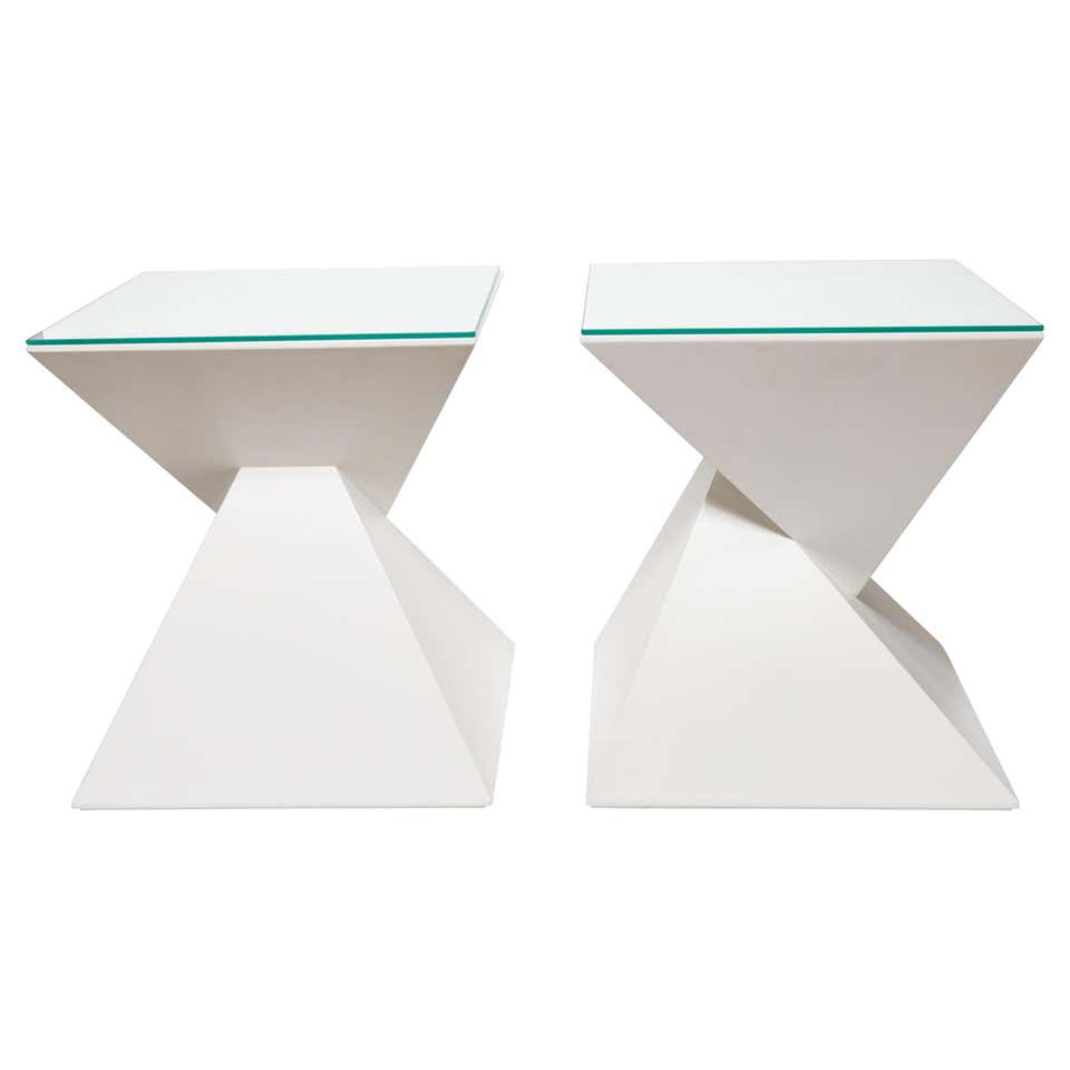 Pair of Wood Base Glass Triangular Top Tables at 1stDibs | noguchi ...